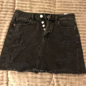 Black Jean Mini Skirt